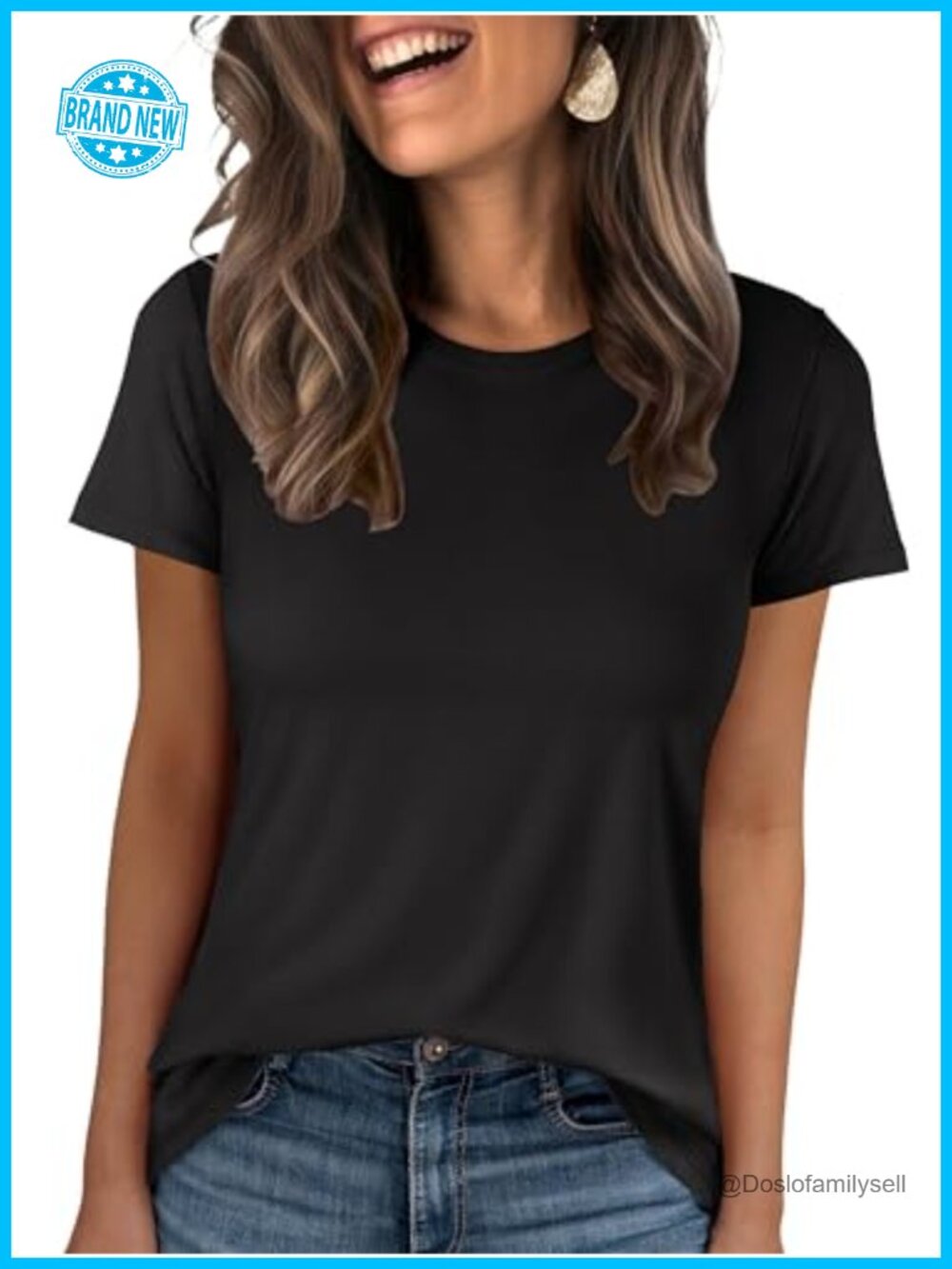 Women Wrinkle-Free Crew Neck Short Sleeve Basic Tee Shirt